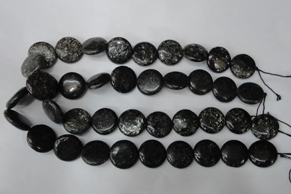 CSI87 15.5 inches 20mm flat round silver scale stone beads wholesale