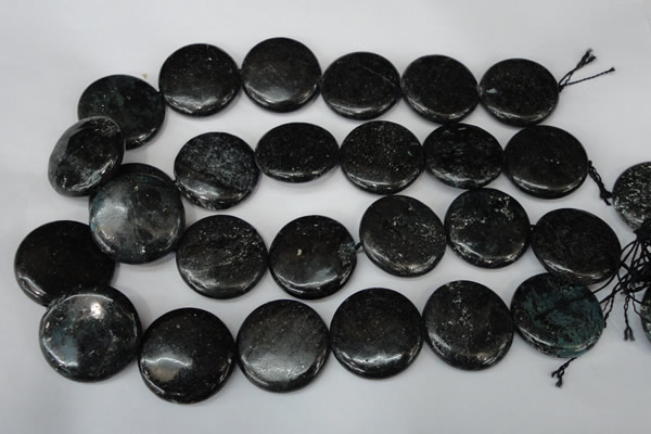 CSI89 15.5 inches 30mm flat round silver scale stone beads wholesale