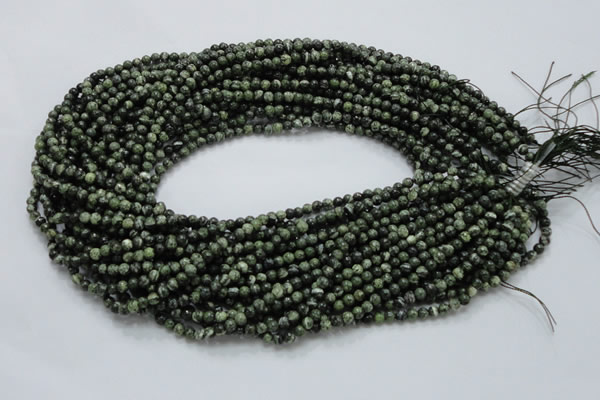 CSJ01 15.5 inches 4mm round green silver line jasper beads wholesale