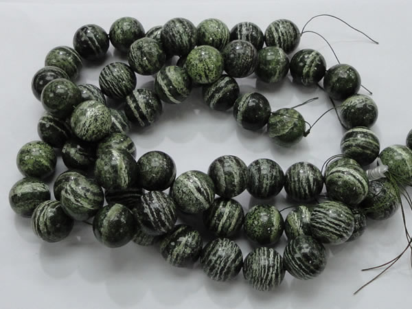 CSJ09 15.5 inches 20mm round green silver line jasper beads wholesale