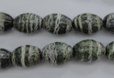 CSJ100 15.5 inches 10*14mm rice green silver line jasper beads