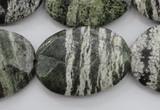 CSJ114 15.5 inches 22*30mm faceted oval green silver line jasper beads