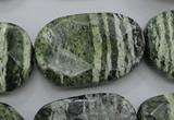 CSJ127 15.5 inches 20*30mm faceted freeform green silver line jasper beads