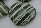 CSJ128 15.5 inches 30*38mm faceted freeform green silver line jasper beads