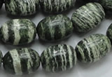 CSJ16 15.5 inches 13*18mm egg-shaped green silver line jasper beads