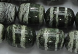 CSJ17 15.5 inches 15*20mm egg-shaped green silver line jasper beads