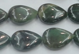 CSJ203 15.5 inches 15*20mm flat teardrop serpentine jade gemstone beads