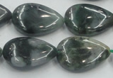 CSJ204 15.5 inches 18*25mm flat teardrop serpentine jade gemstone beads