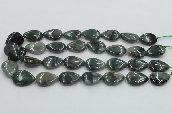 CSJ204 15.5 inches 18*25mm flat teardrop serpentine jade gemstone beads