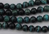 CSJ211 15.5 inches 8mm round dyed green silver line jasper beads