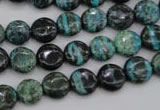 CSJ214 15.5 inches 10mm flat round dyed green silver line jasper beads