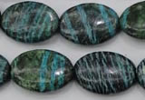 CSJ228 15.5 inches 18*25mm oval dyed green silver line jasper beads