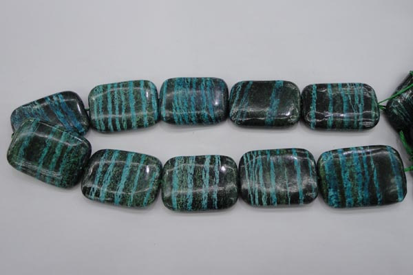 CSJ248 15.5 inches 30*40mm rectangle dyed green silver line jasper beads