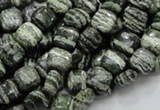 CSJ25 15.5 inches 8*8mm square green silver line jasper beads