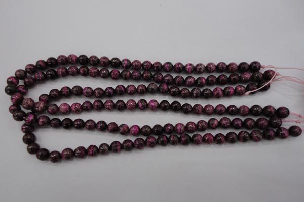 CSJ262 15.5 inches 8mm round dyed green silver line jasper beads