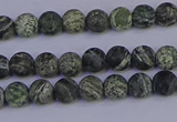 CSJ500 15.5 inches 4mm round matte green silver line jasper beads