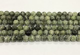 CSJ508 15.5 inches 8mm round green silver line jasper beads wholesale