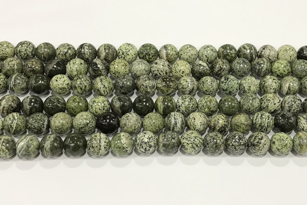 CSJ508 15.5 inches 8mm round green silver line jasper beads wholesale