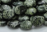 CSJ51 15.5 inches 10*14mm oval green silver line jasper beads