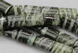 CSJ60 15.5 inches 10*14mm rectangle green silver line jasper beads