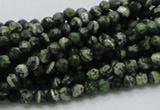 CSJ62 15.5 inches 4mm faceted round green silver line jasper beads