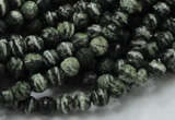 CSJ63 15.5 inches 6mm faceted round green silver line jasper beads