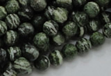 CSJ64 15.5 inches 8mm faceted round green silver line jasper beads