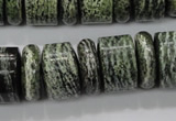 CSJ85 15.5 inches 6*18mm & 12*18mm rondelle green silver line jasper beads