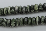 CSJ95 15.5 inches 5*10mm faceted rondelle green silver line jasper beads