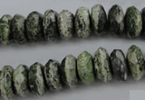 CSJ96 15.5 inches 6*12mm faceted rondelle green silver line jasper beads