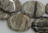 CSL06 15.5 inches 22*30mm oval silver leaf jasper beads wholesale