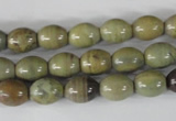 CSL103 15.5 inches 8*10mm rice silver leaf jasper beads wholesale