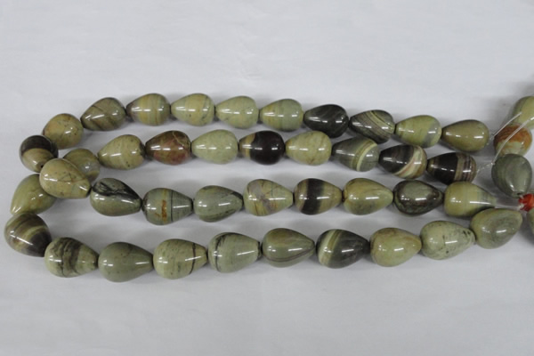 CSL105 15.5 inches 15*20mm teardrop silver leaf jasper beads wholesale