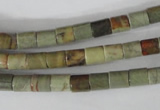 CSL111 15.5 inches 6*6mm column silver leaf jasper beads wholesale