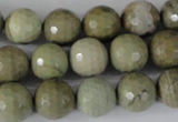 CSL112 15.5 inches 12mm faceted round silver leaf jasper beads