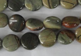 CSL115 15.5 inches 12mm flat round silver leaf jasper beads wholesale