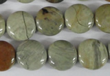 CSL116 15.5 inches 15mm flat round silver leaf jasper beads wholesale