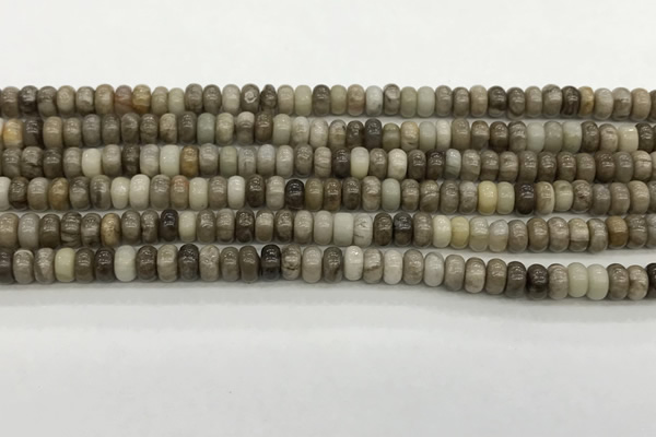 CSL125 15.5 inches 2.5*4.8mm rondelle sliver leaf jasper beads