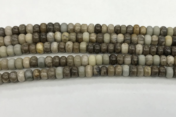 CSL126 15.5 inches 4*6mm rondelle sliver leaf jasper beads