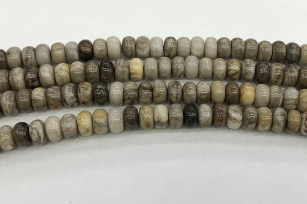 CSL127 15.5 inches 5*8mm rondelle sliver leaf jasper beads