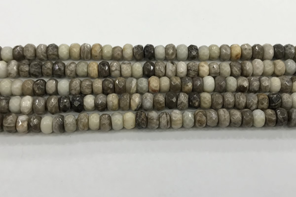 CSL130 15.5 inches 2.5*4.8mm faceted rondelle sliver leaf jasper beads