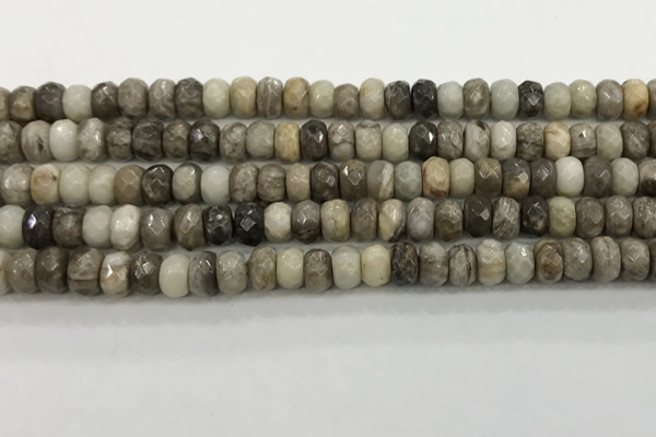 CSL131 15.5 inches 4*6mm faceted rondelle sliver leaf jasper beads