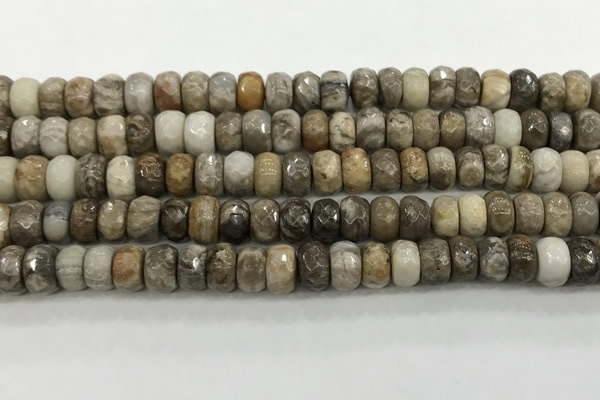 CSL132 15.5 inches 5*8mm faceted rondelle sliver leaf jasper beads