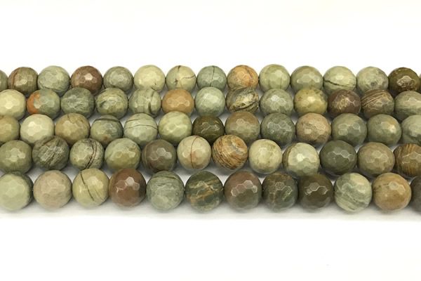 CSL172 15 inches 8mm faceted round silver leaf jasper gemstone beads