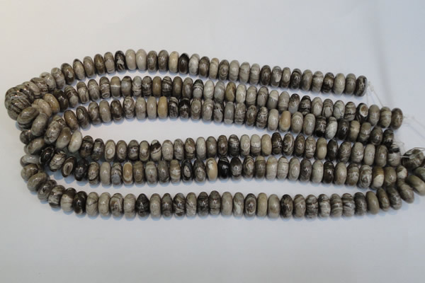 CSL19 15.5 inches 6*12mm rondelle silver leaf jasper beads wholesale