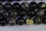 CSL211 15.5 inches 6mm round black silver leaf jasper beads