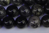 CSL215 15.5 inches 14mm round black silver leaf jasper beads