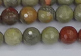 CSL232 15.5 inches 8mm faceted round silver leaf jasper beads