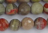 CSL234 15.5 inches 12mm faceted round silver leaf jasper beads