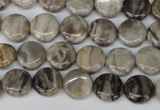 CSL27 15.5 inches 10mm flat round silver leaf jasper beads wholesale